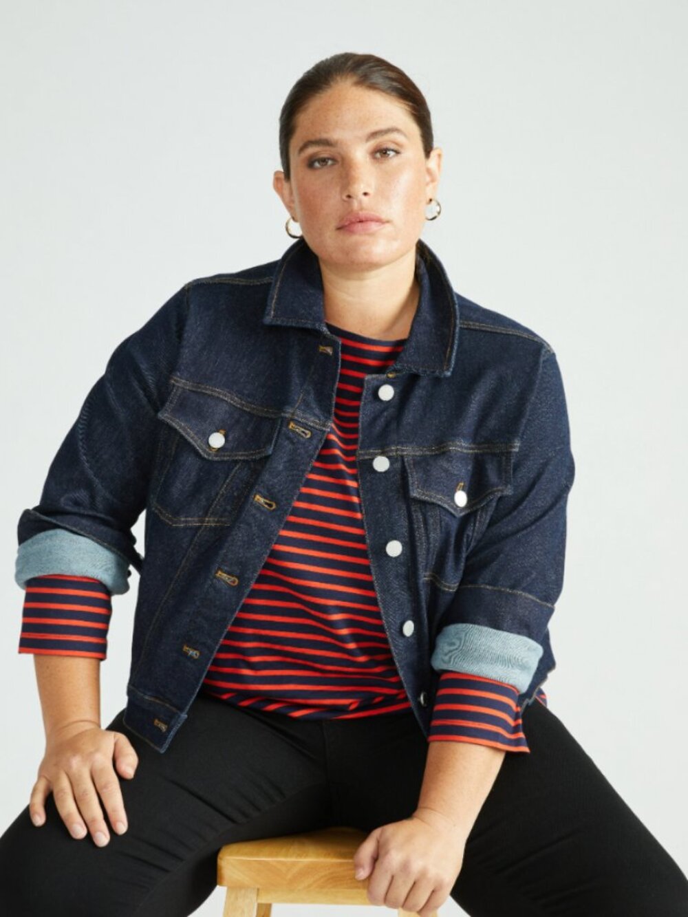 NWT Universal Standard Belle Breton Stripe Jersey Tee - Navy/Red Stripe